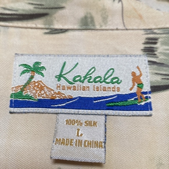 Kahala Hawaiian Islands men's shirt Tropical Golf scene Vintage 100% Silk Size L - Picture 8 of 8